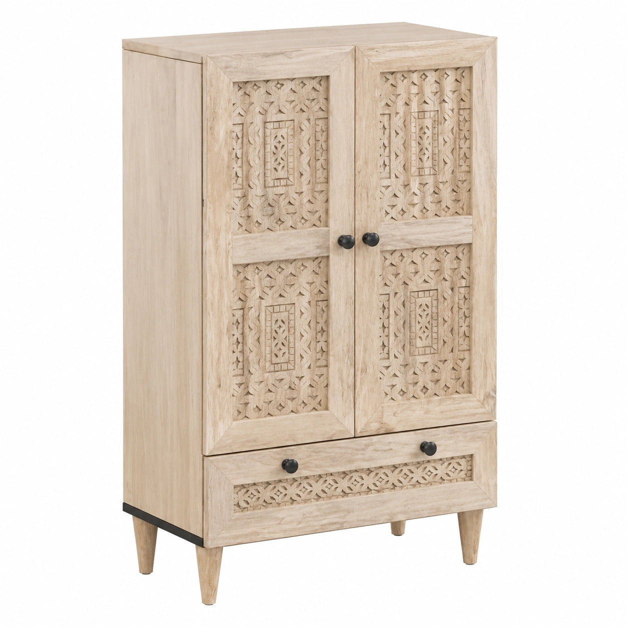 Libreria Alta in Mango Bianco con Cassetto e Ripiani 60x33,5x100 cm