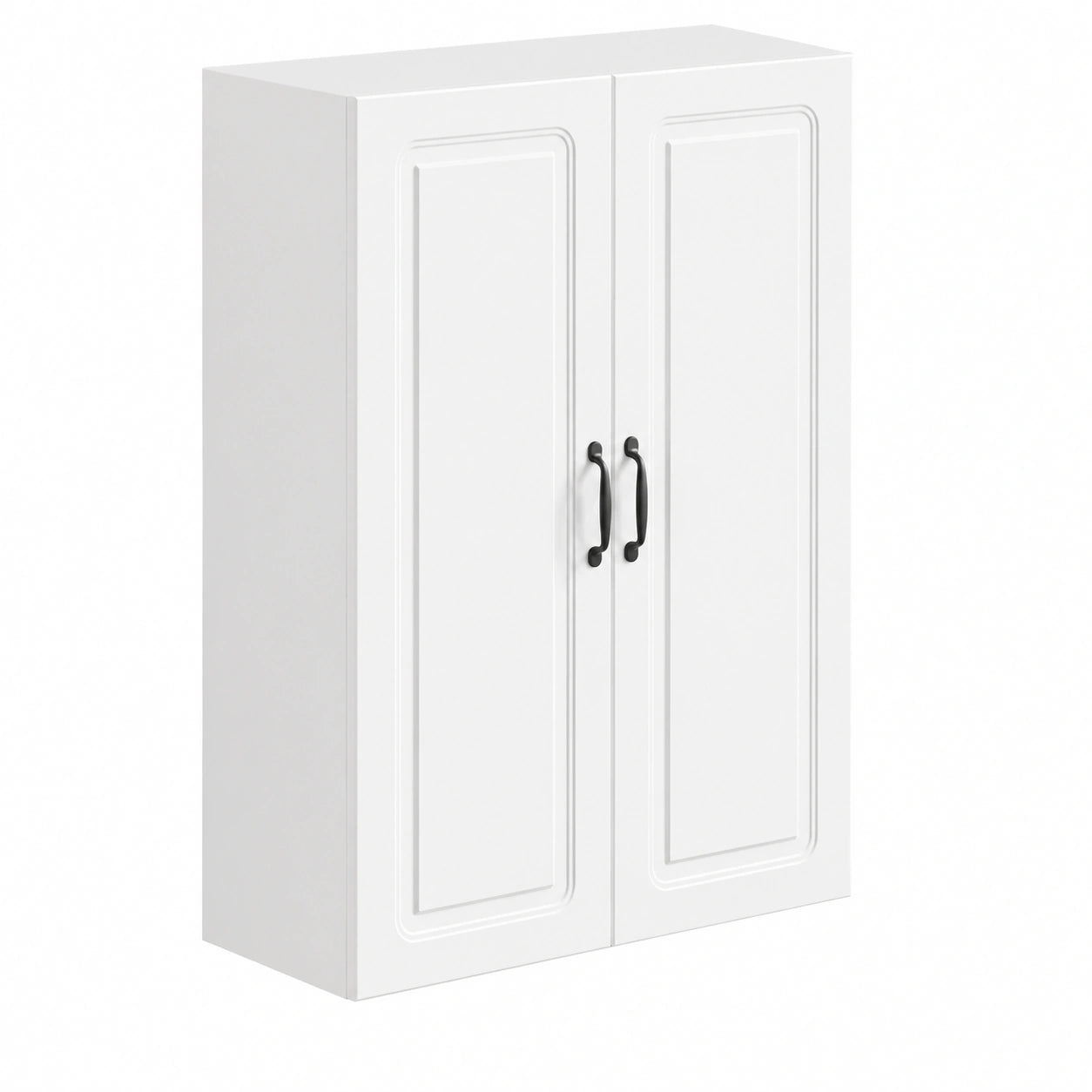 Credenza bianca in legno con doppia anta e ripiani regolabili, 66x34,5x90 cm, per ufficio e garage