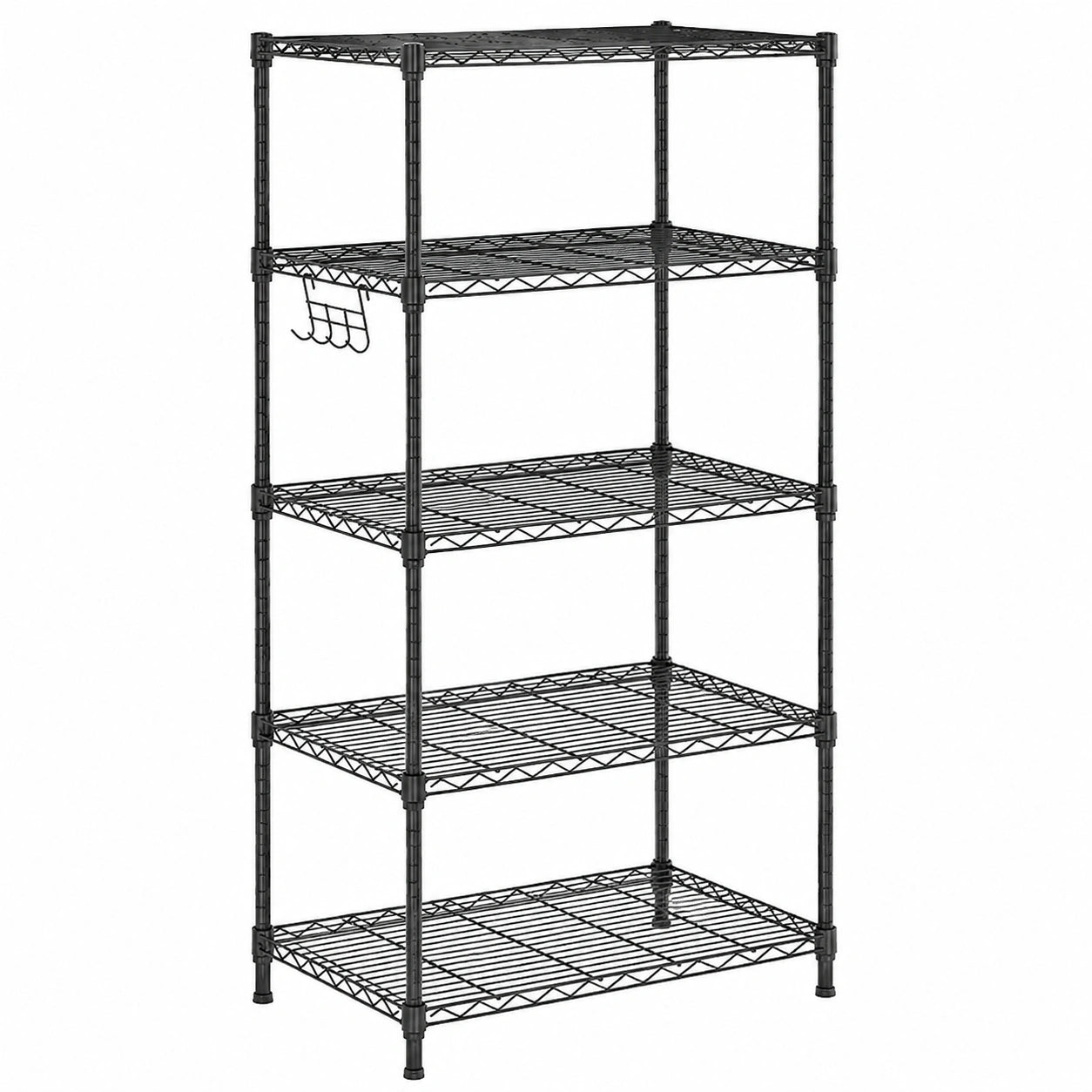 Scaffale Metallico Nero con 5 Ripiani, 150 kg, 55x45x150 cm
