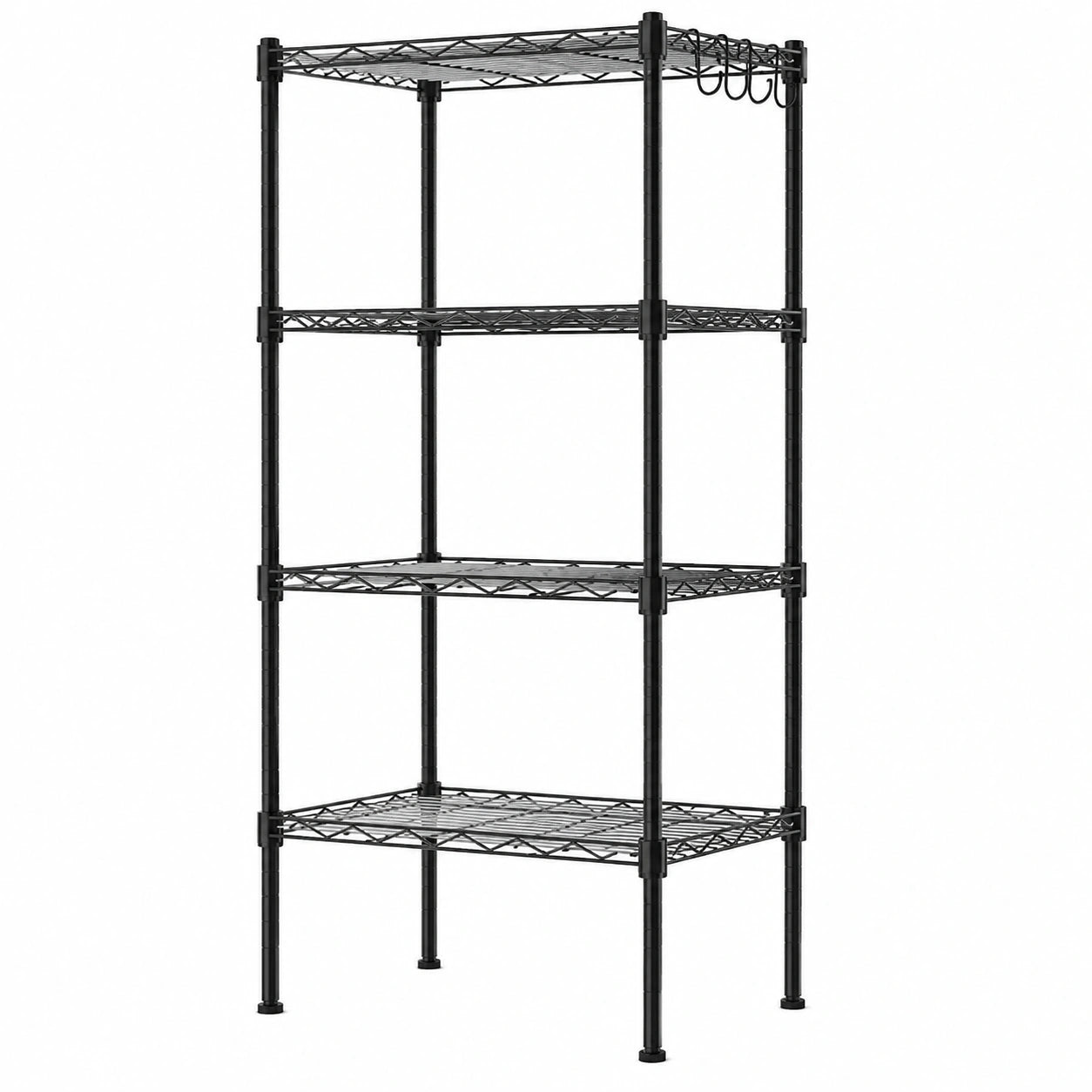 Scaffale Metallico Regolabile per Casa e Ufficio, 5 Ripiani, Capacità 250 kg, 44x29x130 cm, Nero