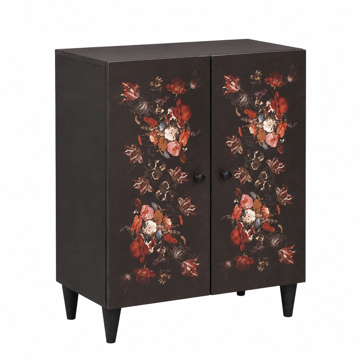 Credenza Multicolore in Legno di Mango con 2 Scomparti, 60x33,4x75,1 cm