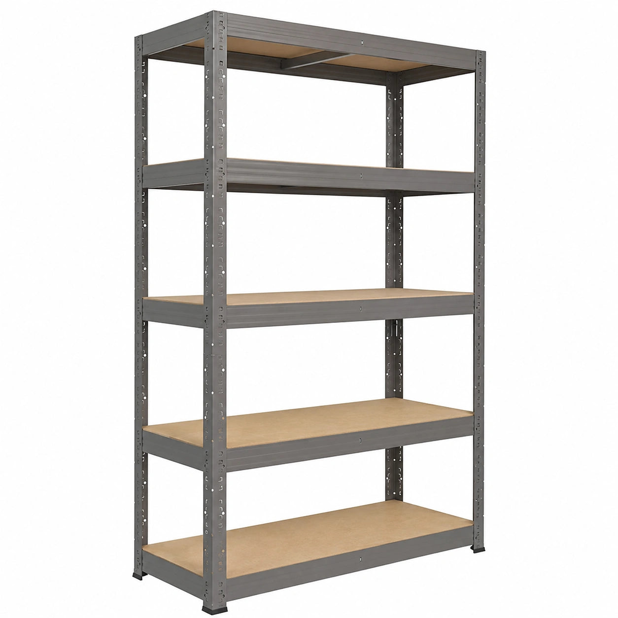 Scaffale industriale 200x110x40cm, metallico grigio con 5 ripiani, capacità 200kg per garage e officina