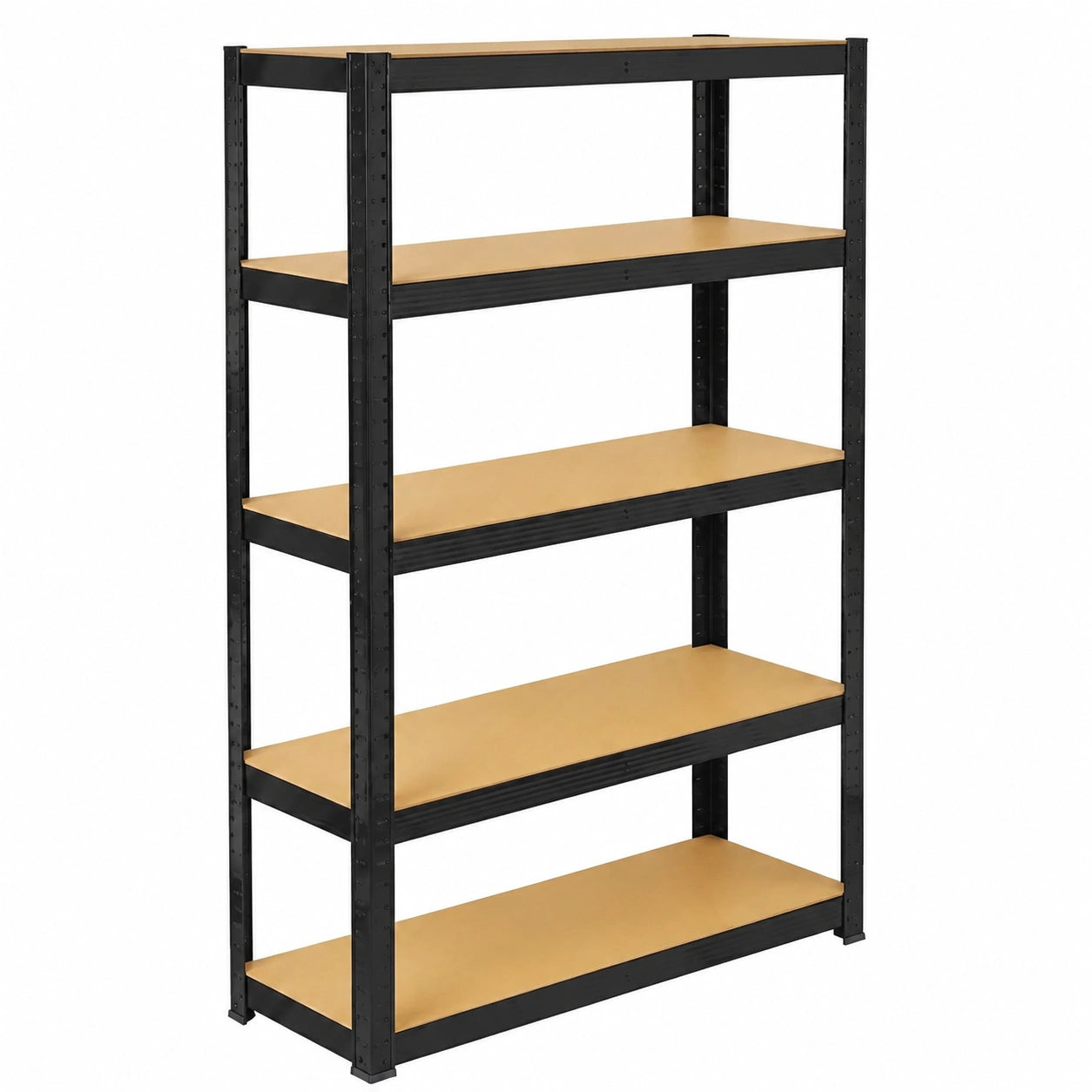 Scaffalatura in Metallo 180x120x45cm, Capacità 875kg, Nero Zincato con 5 Ripiani MDF per Garage e Cantina