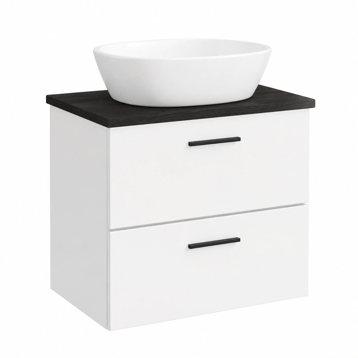 Ripiano Lavabo in Rovere Massello Marrone, 60x40x2 cm, Finitura Naturale
