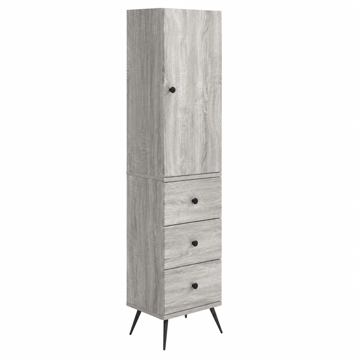 Coppia di armadi in legno Sonoma con cassetto e ripiano, 34,5x34,5x90 cm, ideale per ufficio e soggiorno