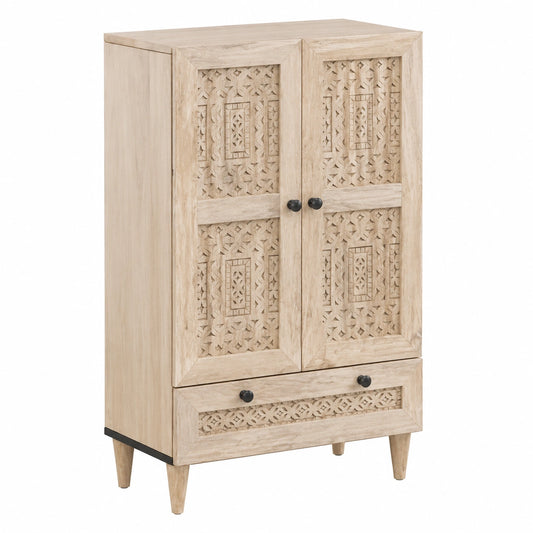 Libreria Alta in Mango Bianco con Cassetto e Ripiani 60x33,5x100 cm