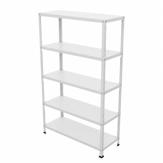 GRIMA Scaffalatura in Metallo con 5 Ripiani 100x40x187 cm, Capacità Totale 400 kg, per Garage e Ufficio, Colore Bianco