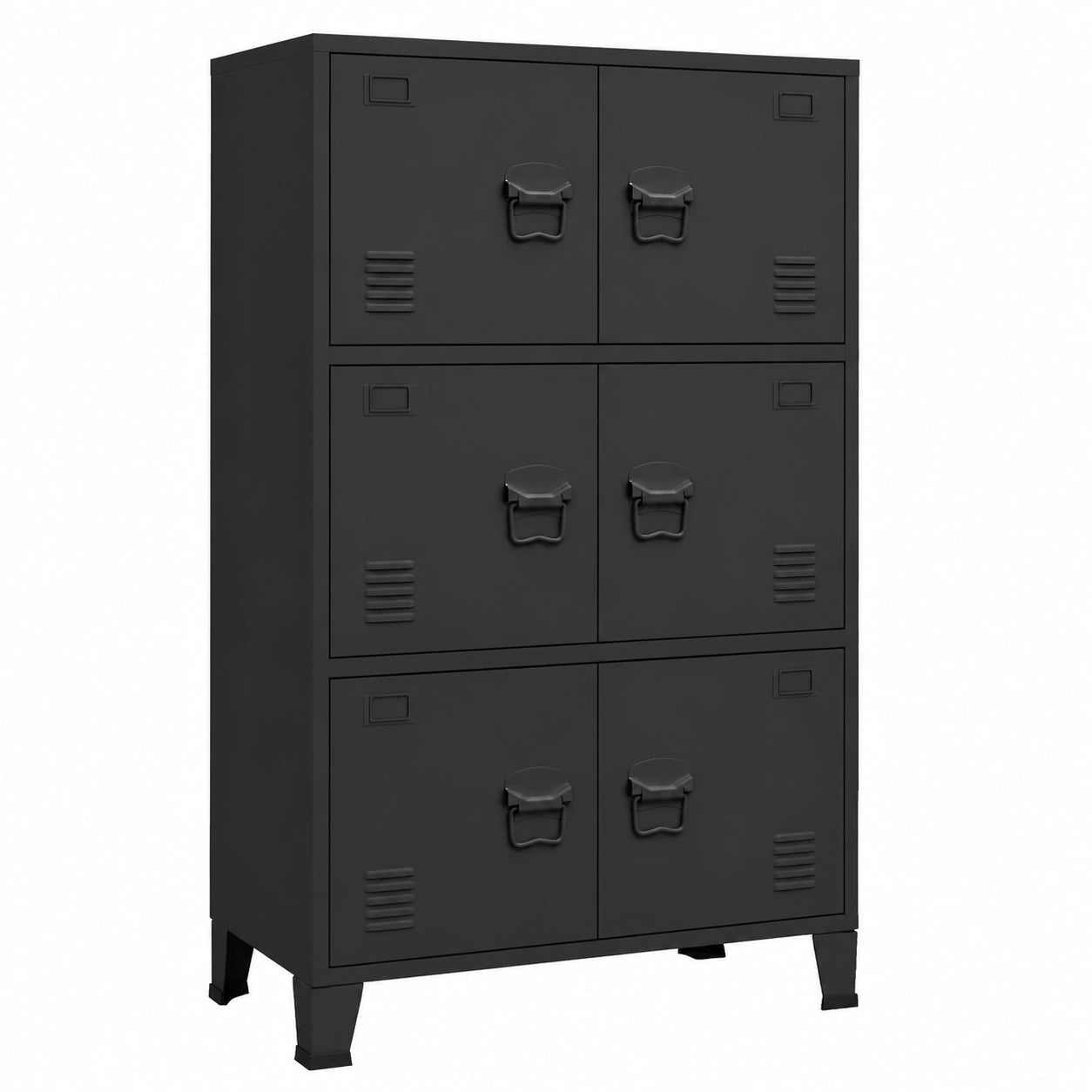 Armadio in Metallo Nero per Garage e Officina, 75x40x115 cm