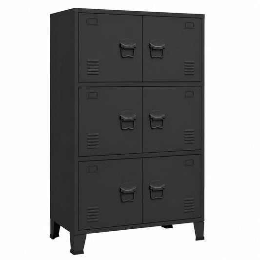 Armadio in Metallo Nero per Garage e Officina, 75x40x115 cm