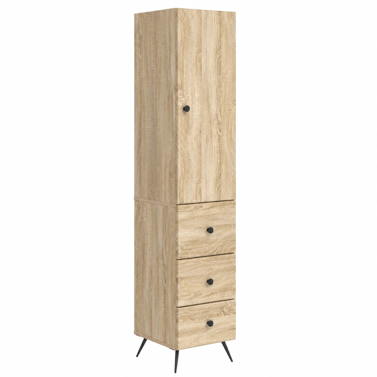 Set di 2 armadi in legno e metallo rovere Sonoma, 34,5x34,5x90 cm, per ufficio e casa