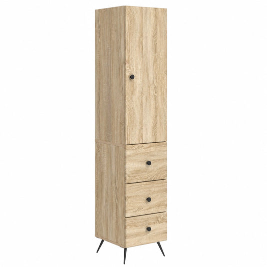 Set di 2 armadi in legno e metallo rovere Sonoma, 34,5x34,5x90 cm, per ufficio e casa