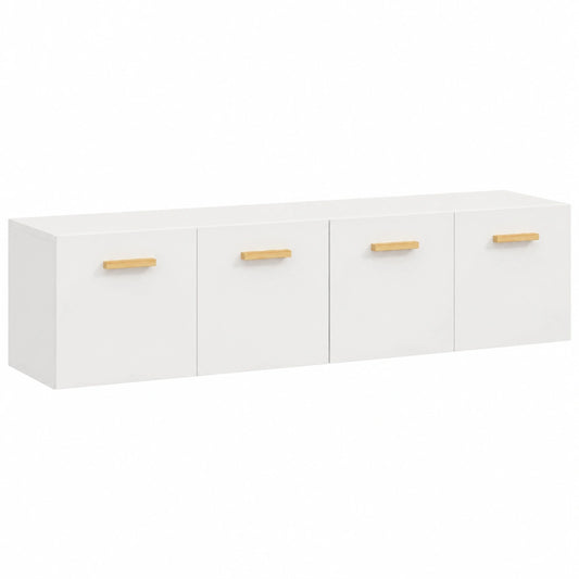 Coppia di Armadi Bianchi in Legno con Vano Portaoggetti, 80x35x36,5 cm, Montaggio a Parete Multifunzionale per Casa e Ufficio