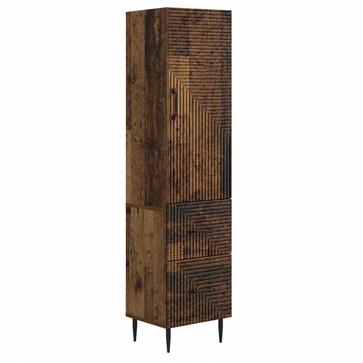 Coppia di armadi multiuso in legno anticato con cassetto e scaffale, 33x34,5x90 cm, perfetti per ufficio e soggiorno