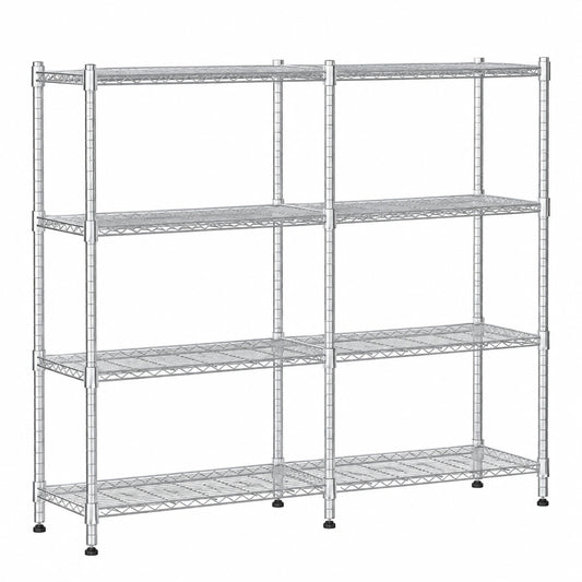 Scaffale in Metallo a 4 Livelli Regolabile Himimi per Garage e Dispensa, 180x45x152 cm, Argento