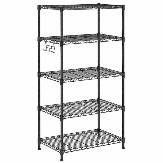 Scaffale Metallico Nero con 5 Ripiani, 150 kg, 55x45x150 cm