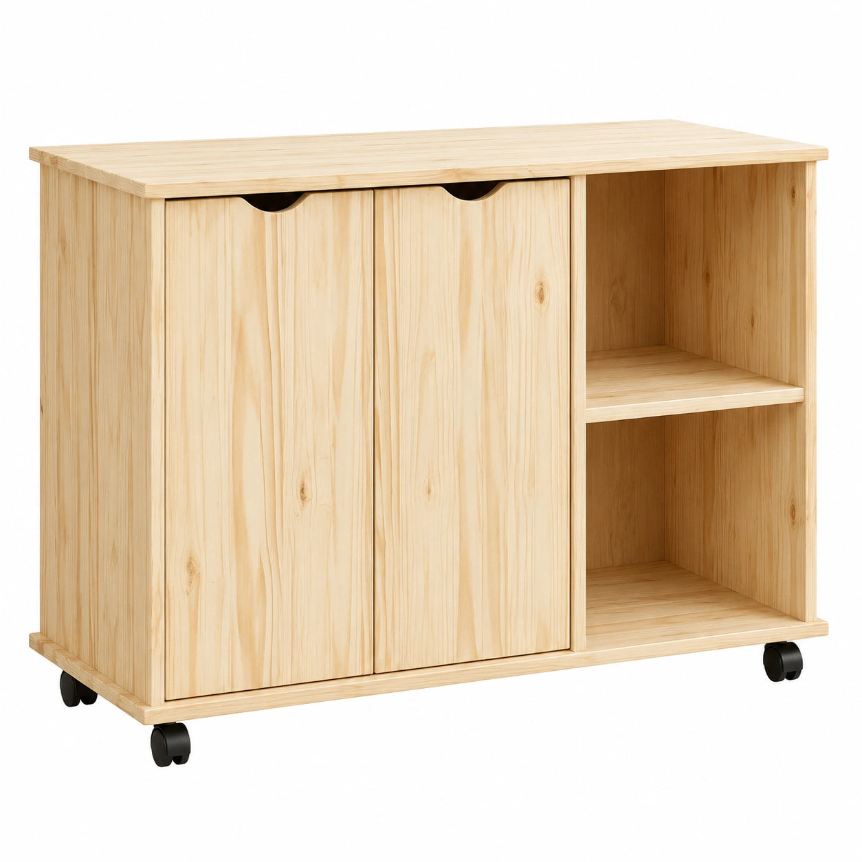 Armadio mobile in pino massello marrone con cassetti e ripiani, 100x39x65,5 cm, ideale per ufficio, salotto e cucina