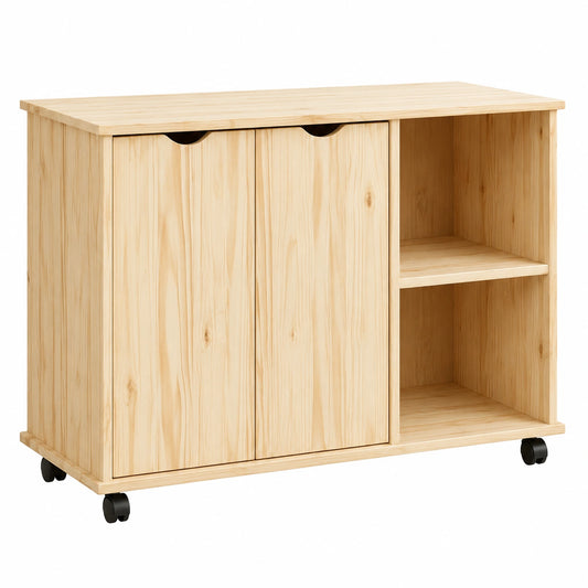 Armadio mobile in pino massello marrone con cassetti e ripiani, 100x39x65,5 cm, ideale per ufficio, salotto e cucina