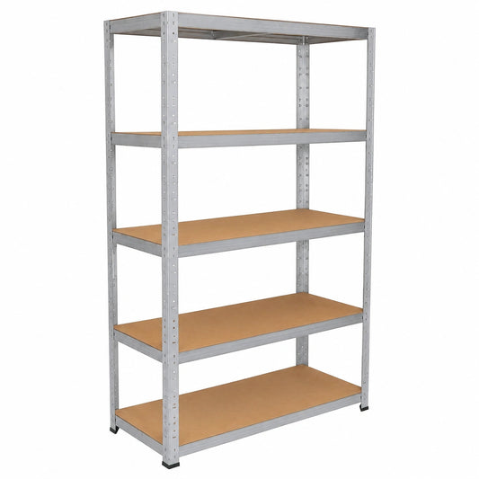 Scaffale in Metallo Zincato 200x90x30cm con 5 Ripiani, Capacità 175kg, Ideale per Garage e Officina