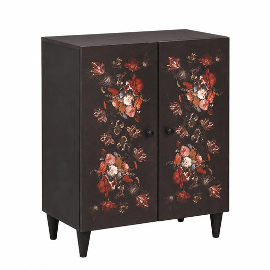 Credenza Multicolore in Legno di Mango con 2 Scomparti, 60x33,4x75,1 cm