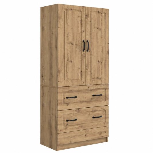 Coppia di armadi in rovere Artisan con cassetto e scaffale, 66x34,5x87 cm, multifunzione per casa e ufficio