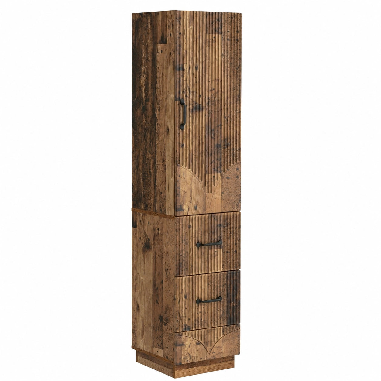 Coppia di Armadi in Legno Vintage con Cassetto e Ripiano, 33x34,5x87 cm, Ideale per Ufficio, Soggiorno e Garage