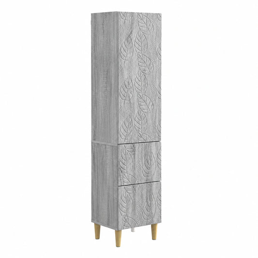 Coppia di Armadi in Legno Sonoma Grigio con Cassetto e Scaffale, 33x34,5x90 cm, Versatili per Casa e Ufficio