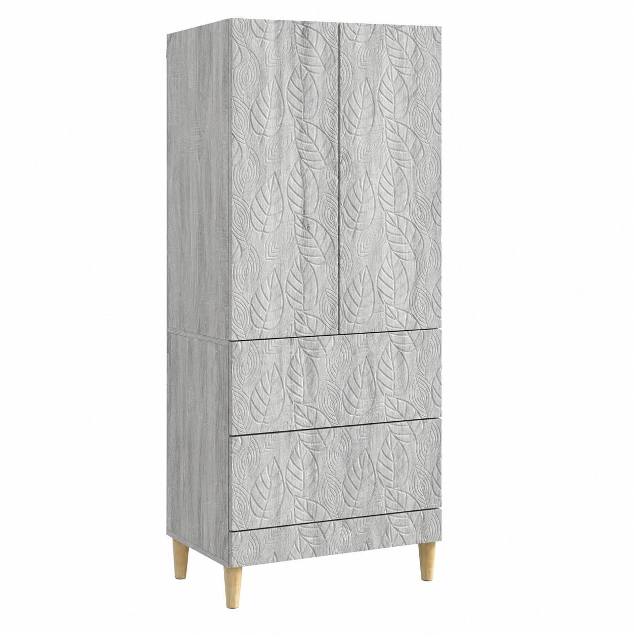 Coppia di armadi in legno Sonoma grigio con cassetti e ripiani multipli, ideale per casa e ufficio, 66x34,5x90 cm