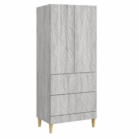 Coppia di armadi in legno Sonoma grigio con cassetti e ripiani multipli, ideale per casa e ufficio, 66x34,5x90 cm