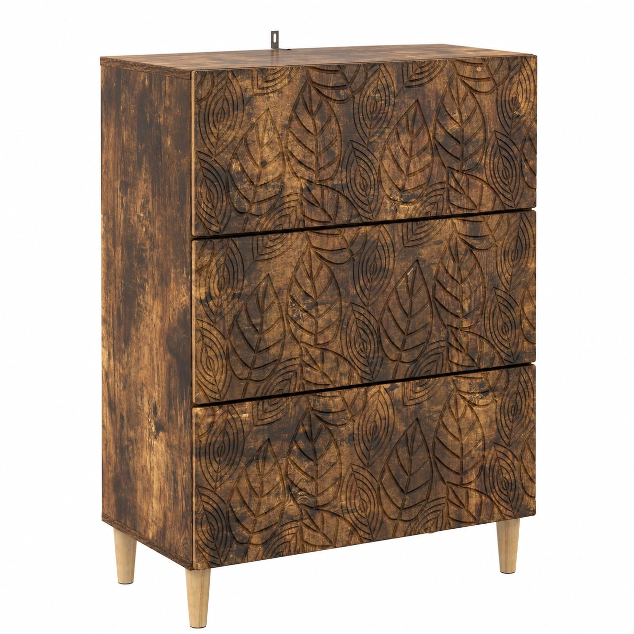 Cassettiera in Rovere Fumè con 3 Cassetti, 66x34,5x90 cm, Mobile Multiuso per Casa e Ufficio
