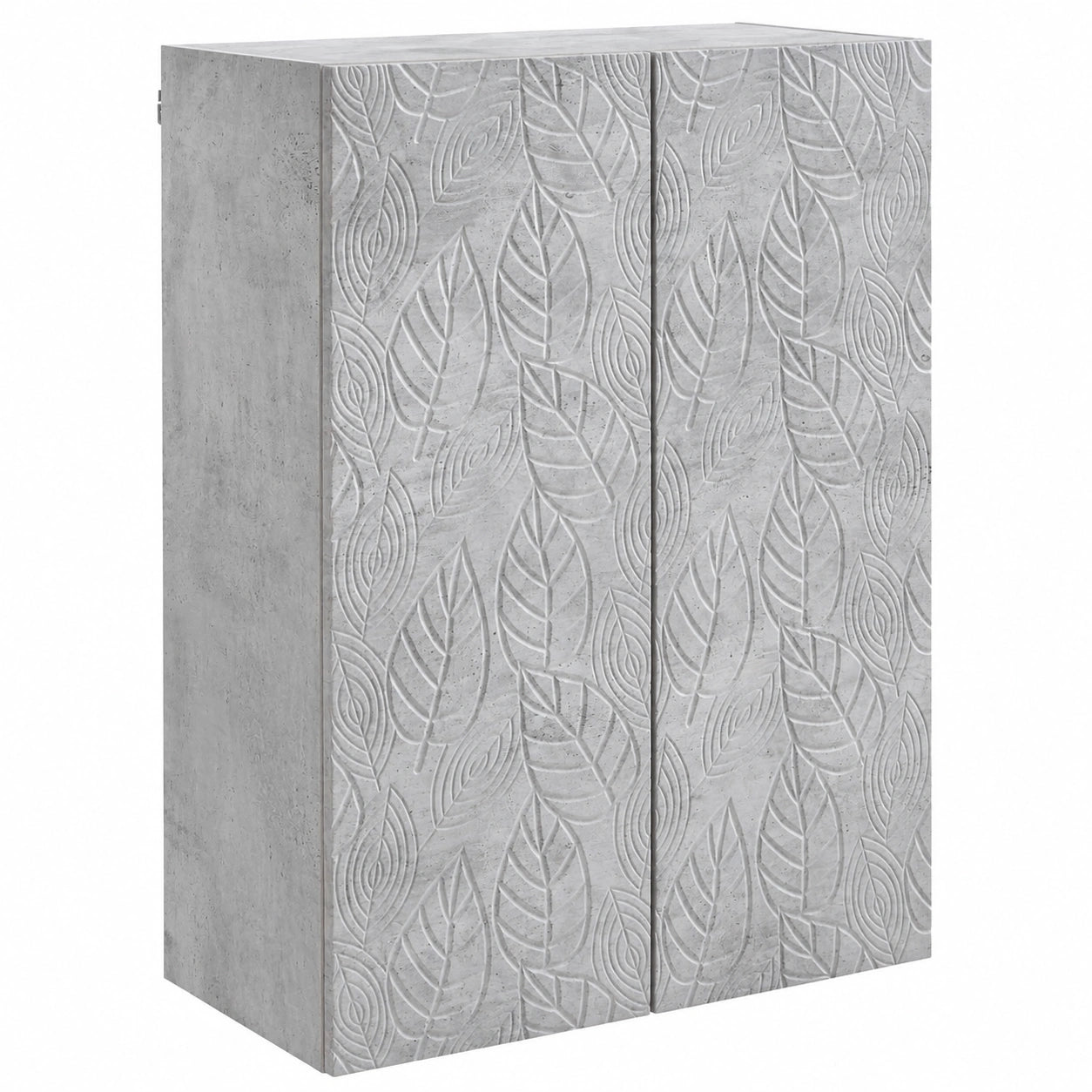 Pensile in legno grigio cemento con 2 ante e 2 ripiani 66x34,5x90 cm per soggiorno e ufficio