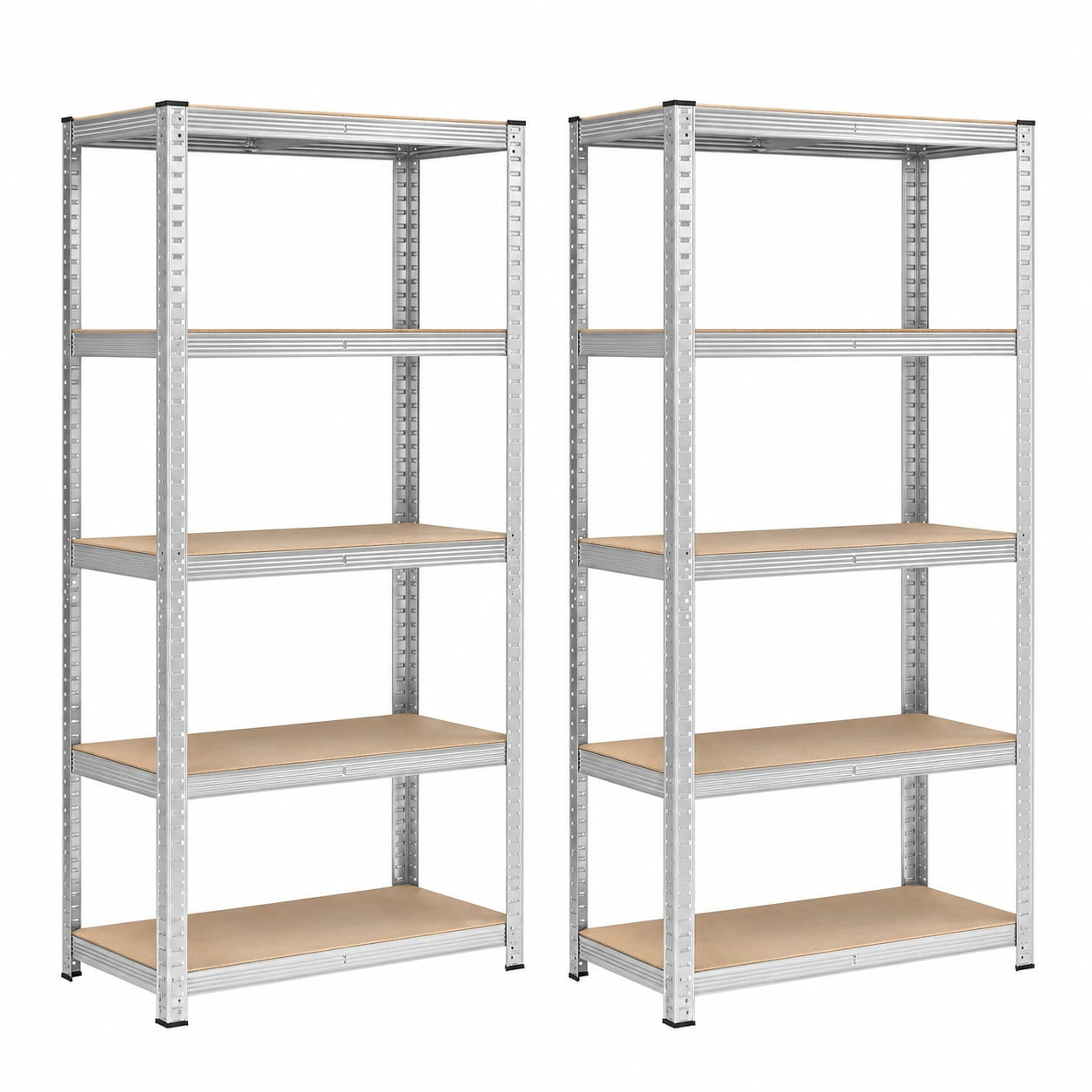 SONGMICS Scaffali in Metallo 2 Pezzi, 5 Ripiani Regolabili Senza Viti, Capacità 875 kg, Ideale per Garage e Magazzino, 40 x 90 x 180 cm, Colore Argento