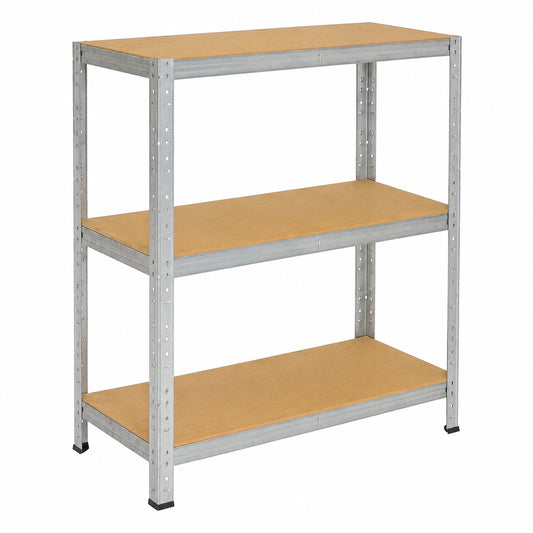 Scaffale in Metallo zincato 90x120x30cm con 3 Ripiani, Capacità 175kg