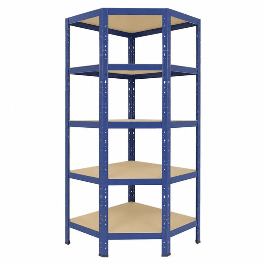 Scaffale Metallo Angolare Blu 200x70x40cm per Carichi Pesanti con 5 Ripiani - Capacità 175kg, Ideale per Garage